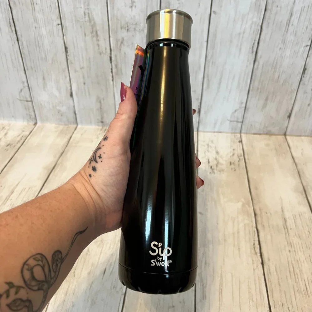 PINK Victoria's Secret by Sip from S'Well 15oz Black NEW Water Bottle NWT